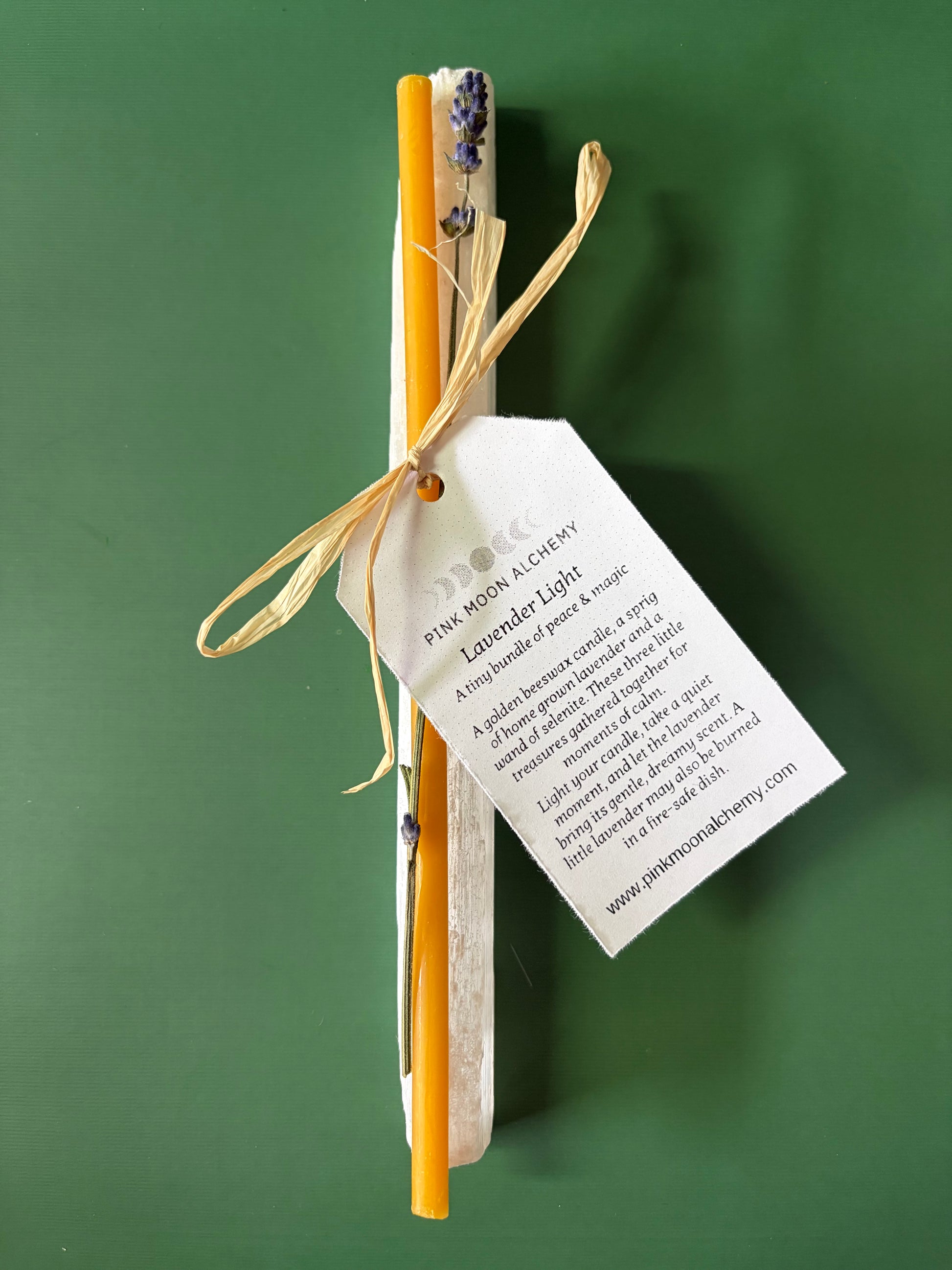 Lavender Light — Beeswax Candle, Lavender & Selenite Bundle