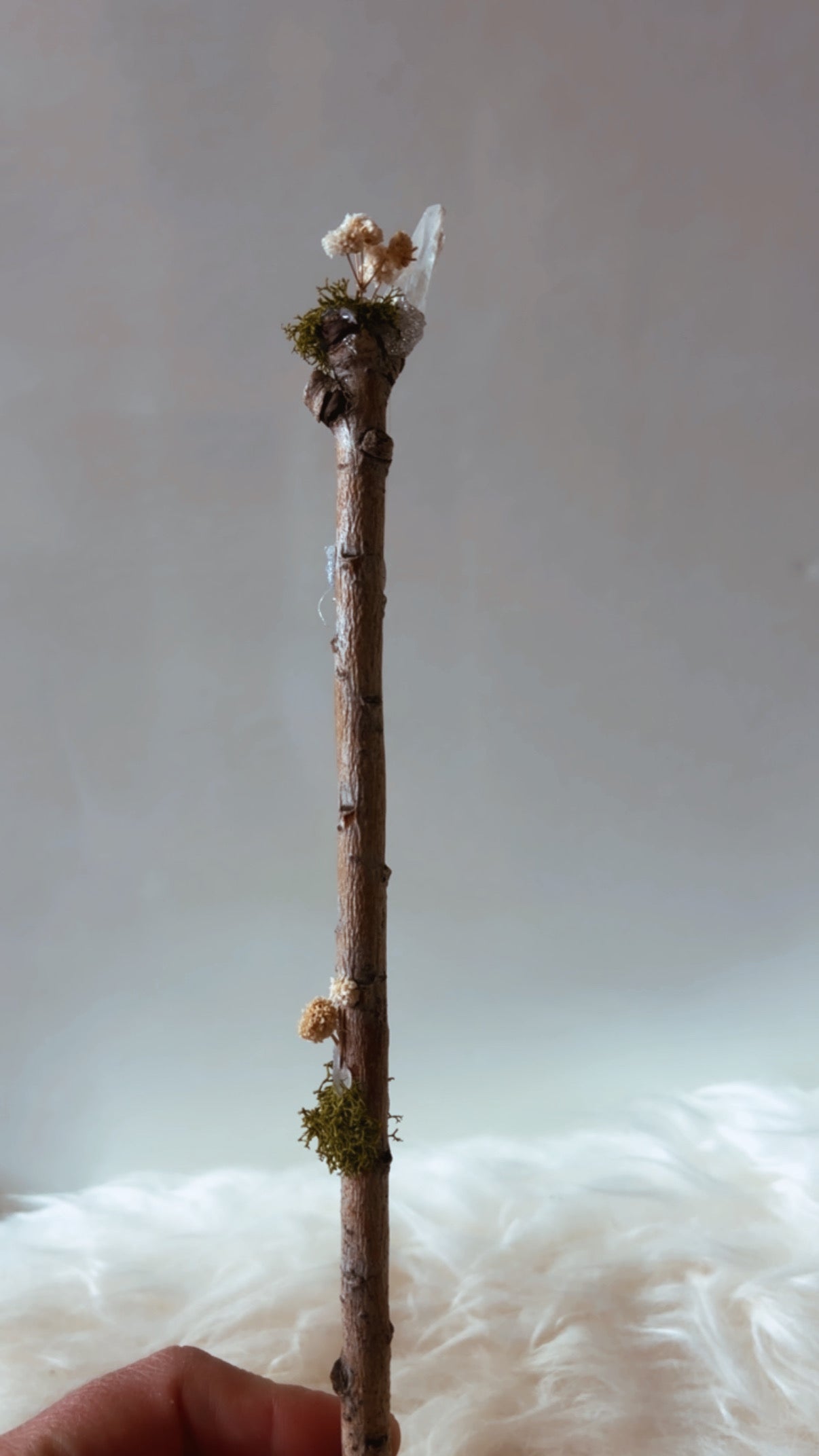 Moonflower Crystal Wands | Handmade Nature Wands with Crystals, Moss & Wildflowers