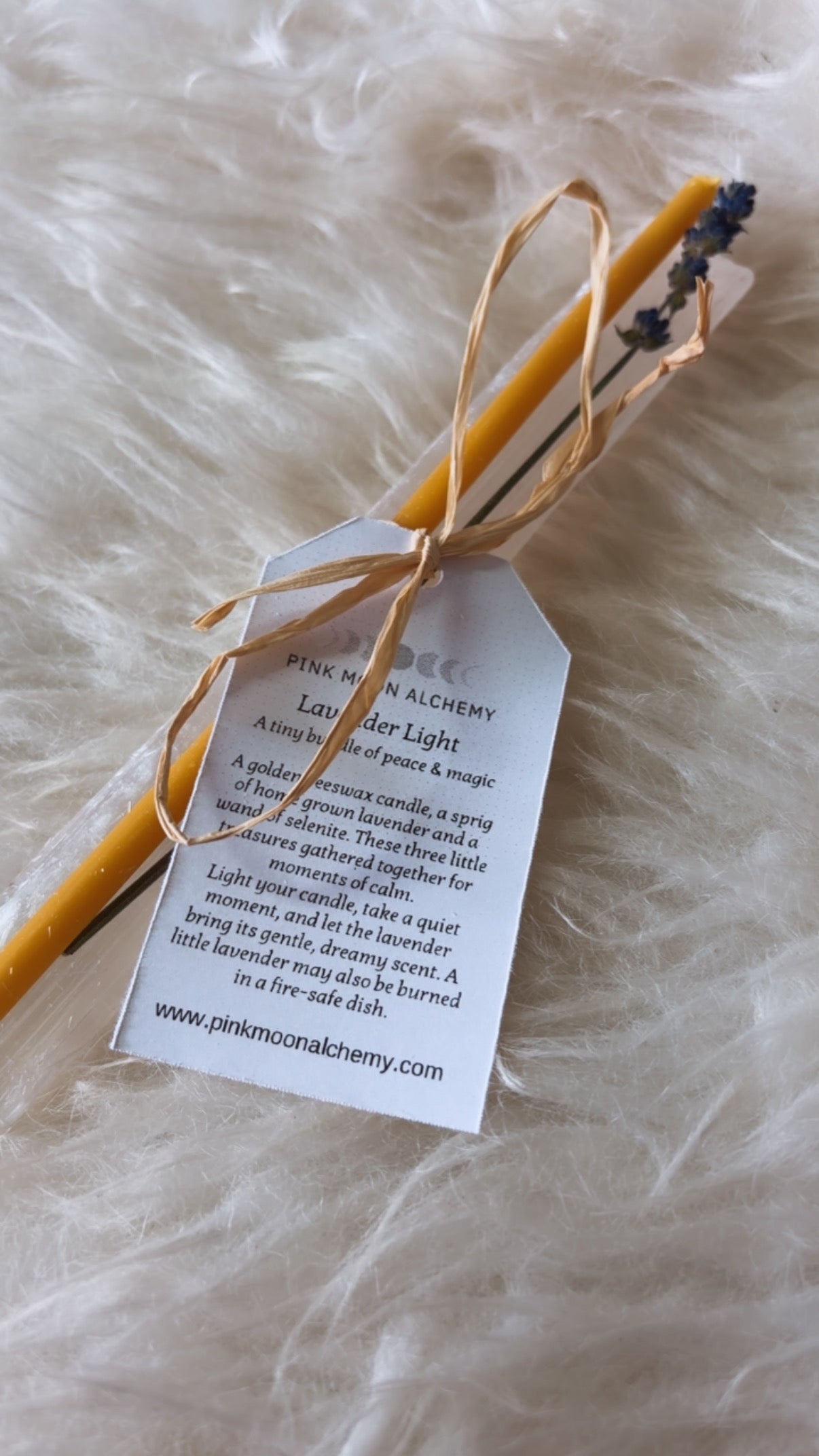 Lavender Light — Beeswax Candle, Lavender & Selenite Bundle