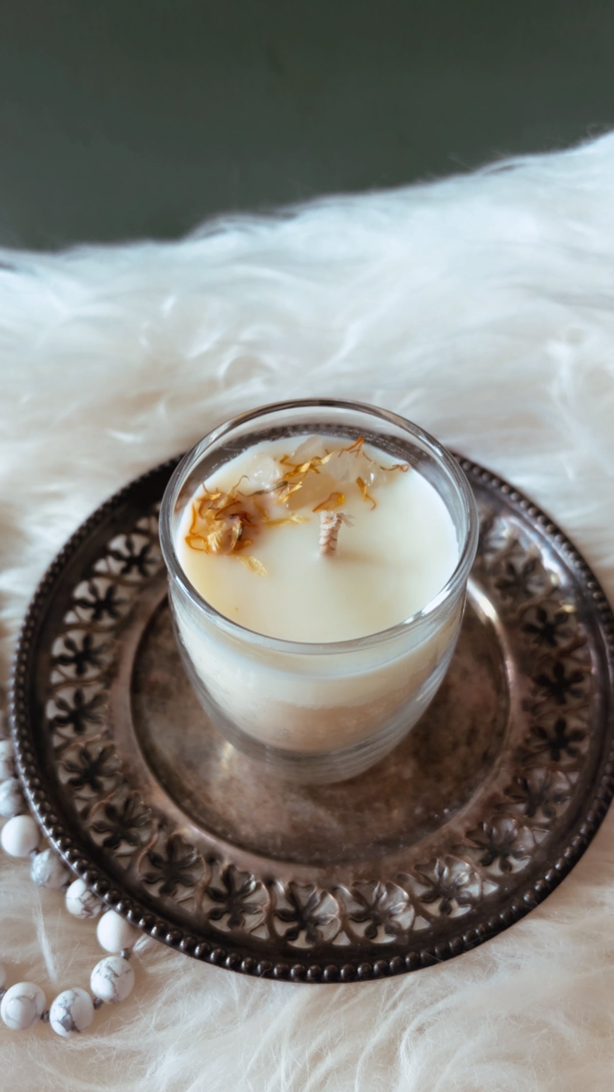 Quartz & Sunlight | Lemongrass, Calendula & Clear Quartz Botanical Candle