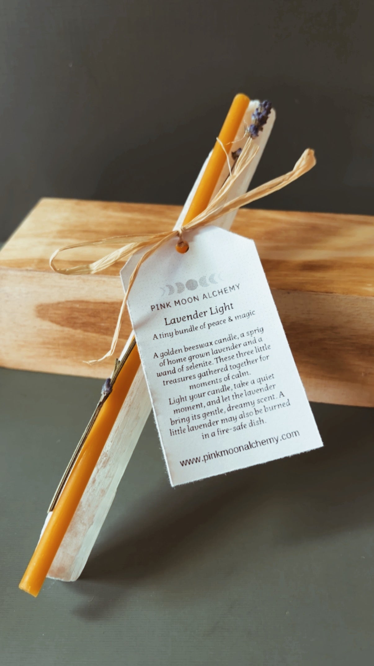 Lavender Light — Beeswax Candle, Lavender & Selenite Bundle