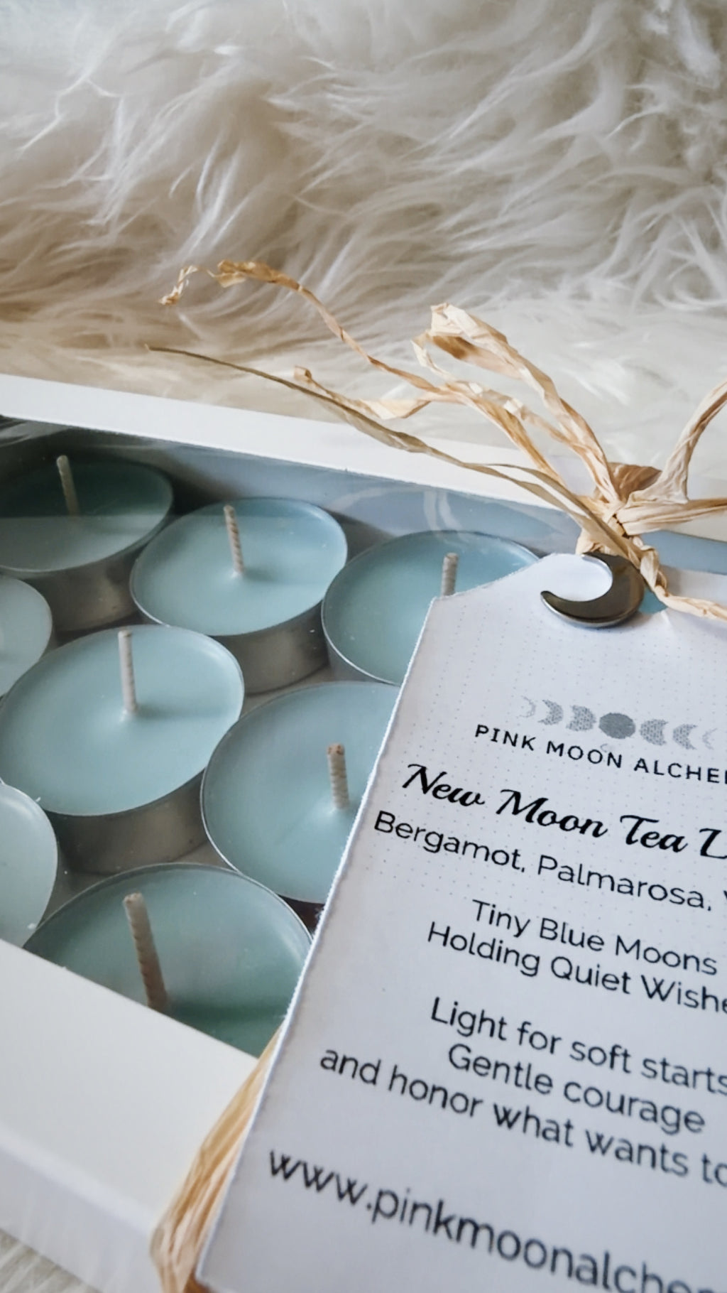 New Moon Ritual Tea Lights – Bergamot, Palmarosa & Vanilla | London Fog Scented Candles | Pink Moon Alchemy
