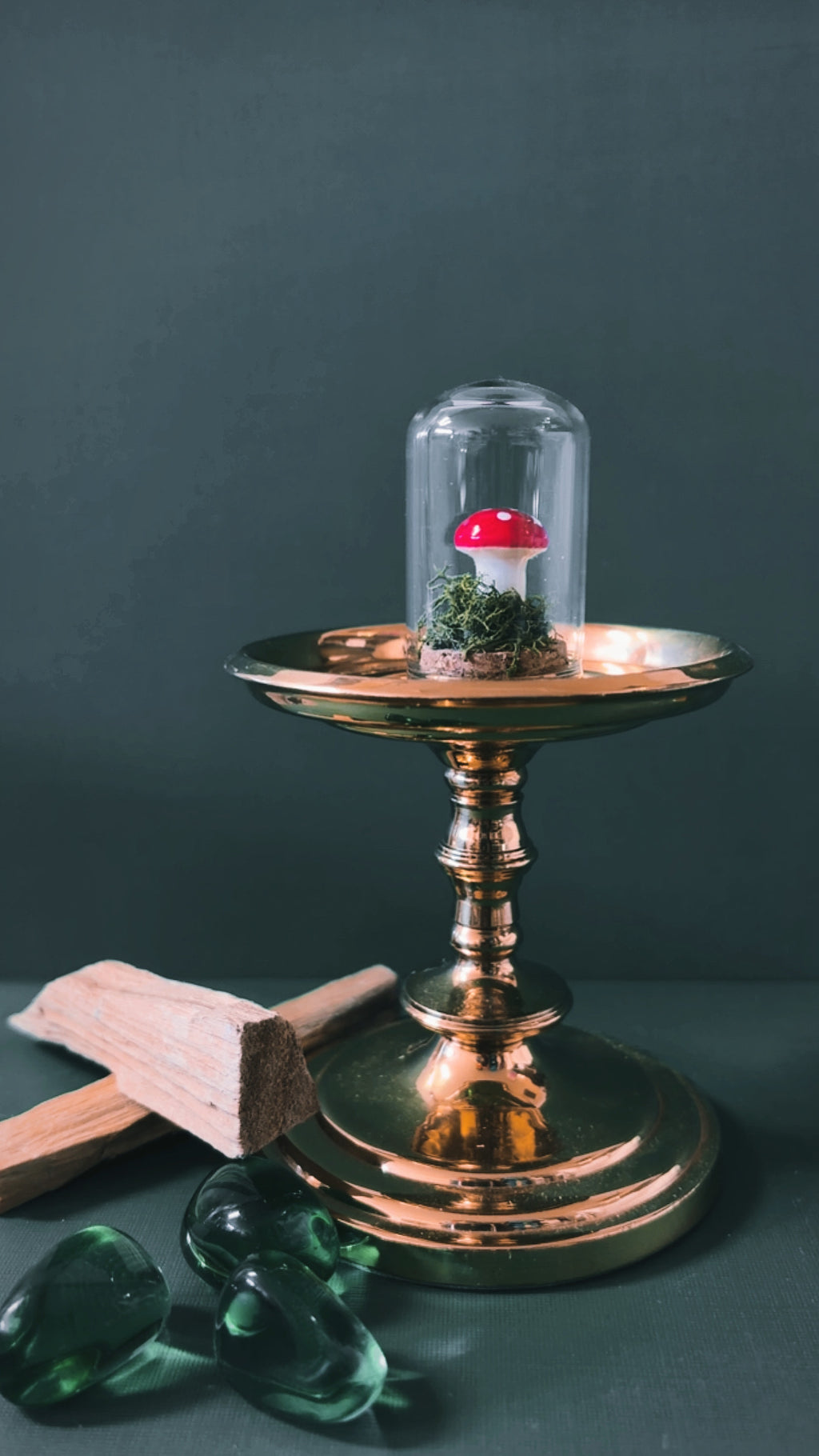 Mini Crystal Mushroom Terrarium – Moss, Mushroom & Crystal Dome | Pink Moon Alchemy