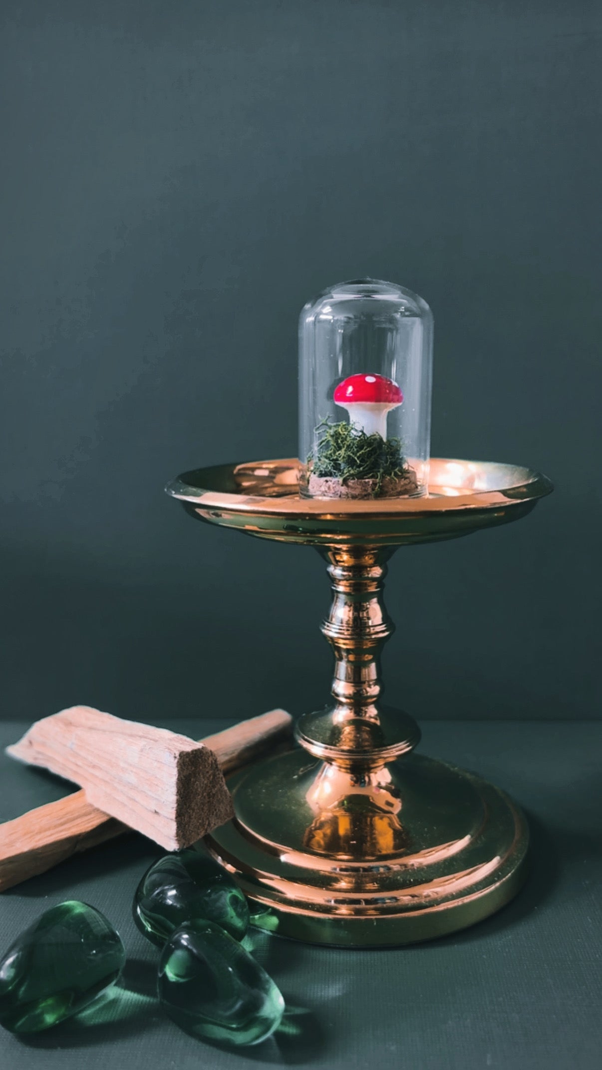 Mini Crystal Mushroom Terrarium – Moss, Mushroom & Crystal Dome | Pink Moon Alchemy