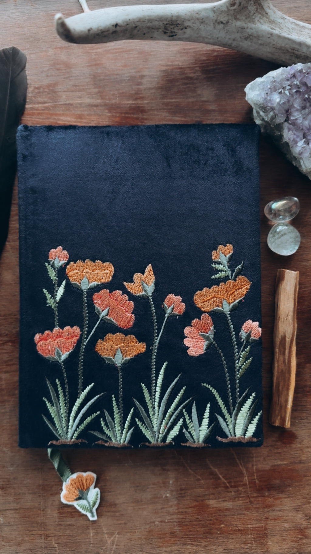 Embroidered Velvet Botanical Journal – Night Garden Edition