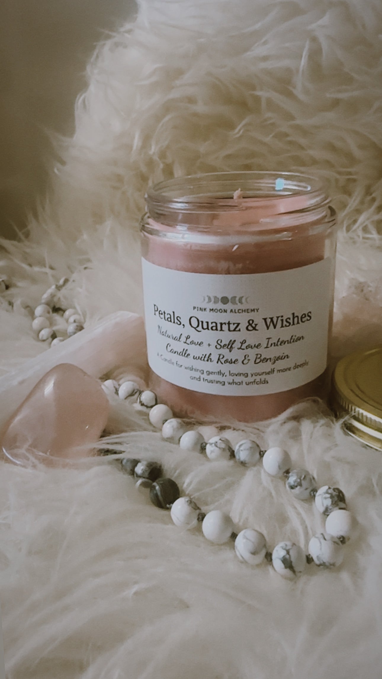 Petals, Quartz & Wishes
All-Natural Love + Self-Love Intention Candle