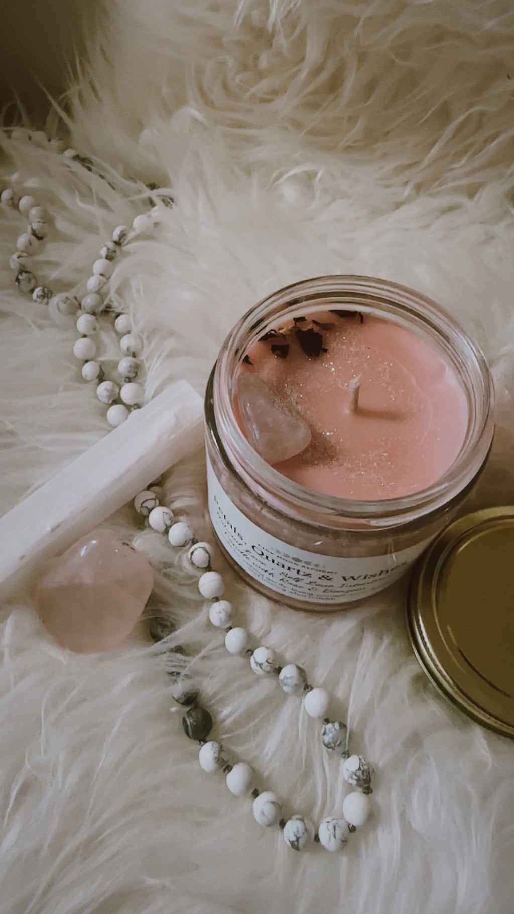 Petals, Quartz & Wishes
All-Natural Love + Self-Love Intention Candle