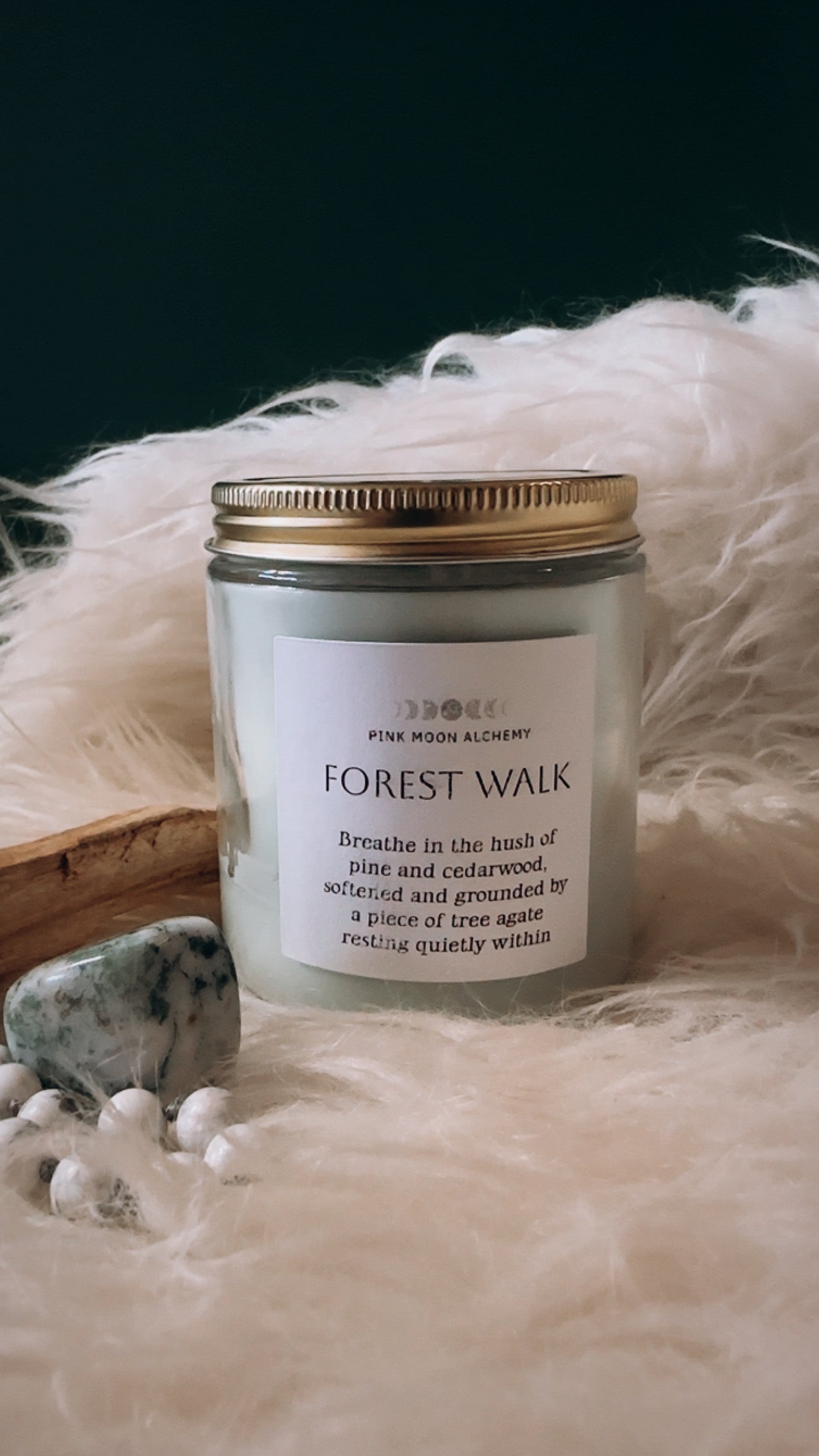 Forest Walk Candle - All-Natural Pine & Cedarwood Candle with Tree Agate Gemstone