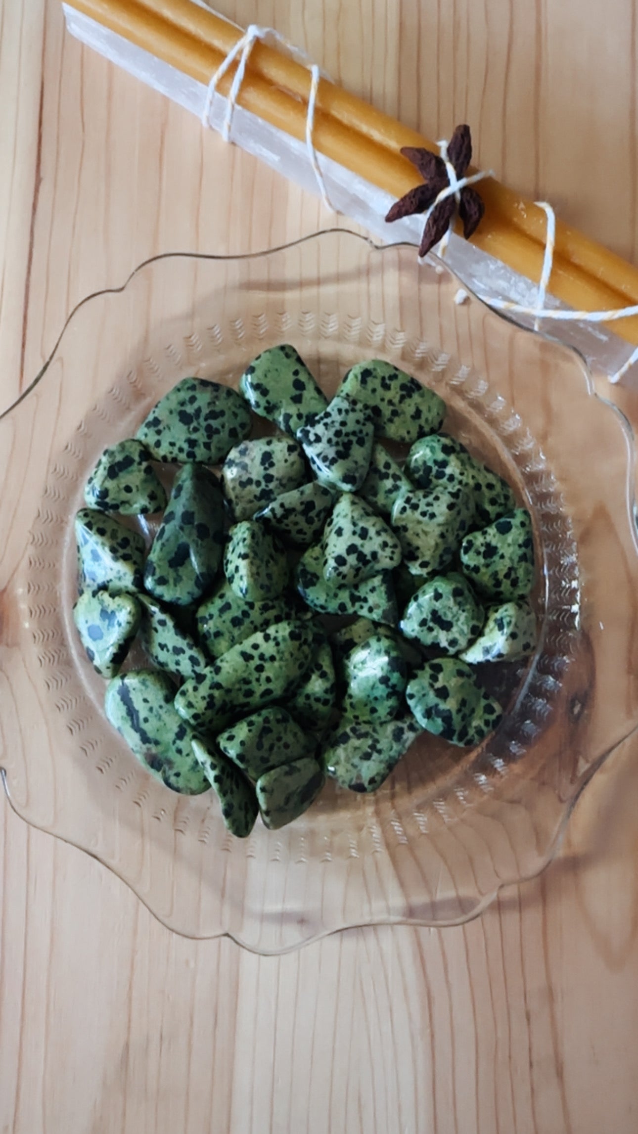Dalmatian Jasper (Green Variation)
Grounding • Protection • Joyful Balance