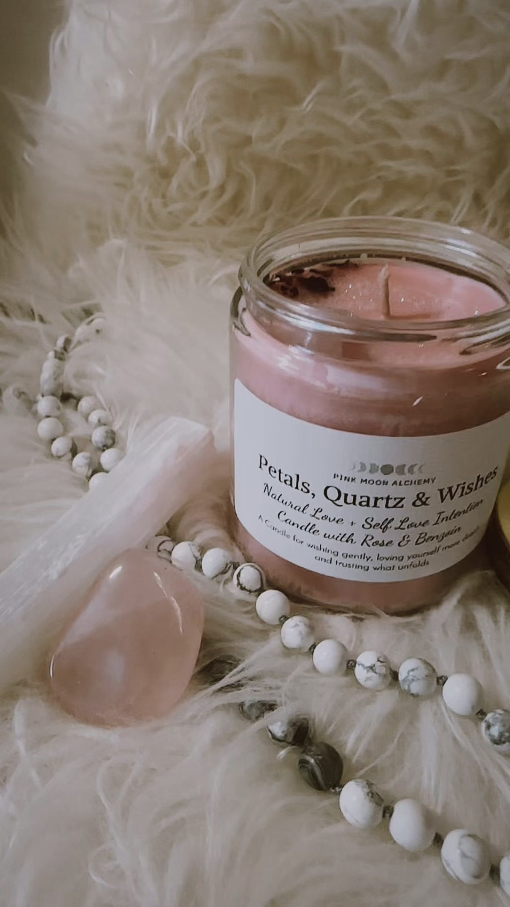 Petals, Quartz & Wishes
All-Natural Love + Self-Love Intention Candle